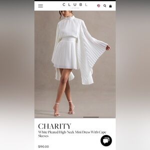 Club L London White Pleated High-Neck Mini Dress
